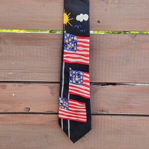 Save the children Deadstock NWT Vintage 90s Men's Necktie‎ Flags Patriotic